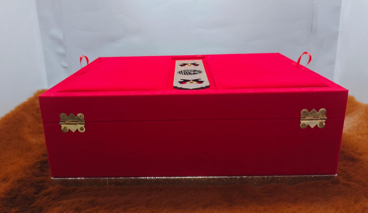 Red velvet Quran Box With Rehl